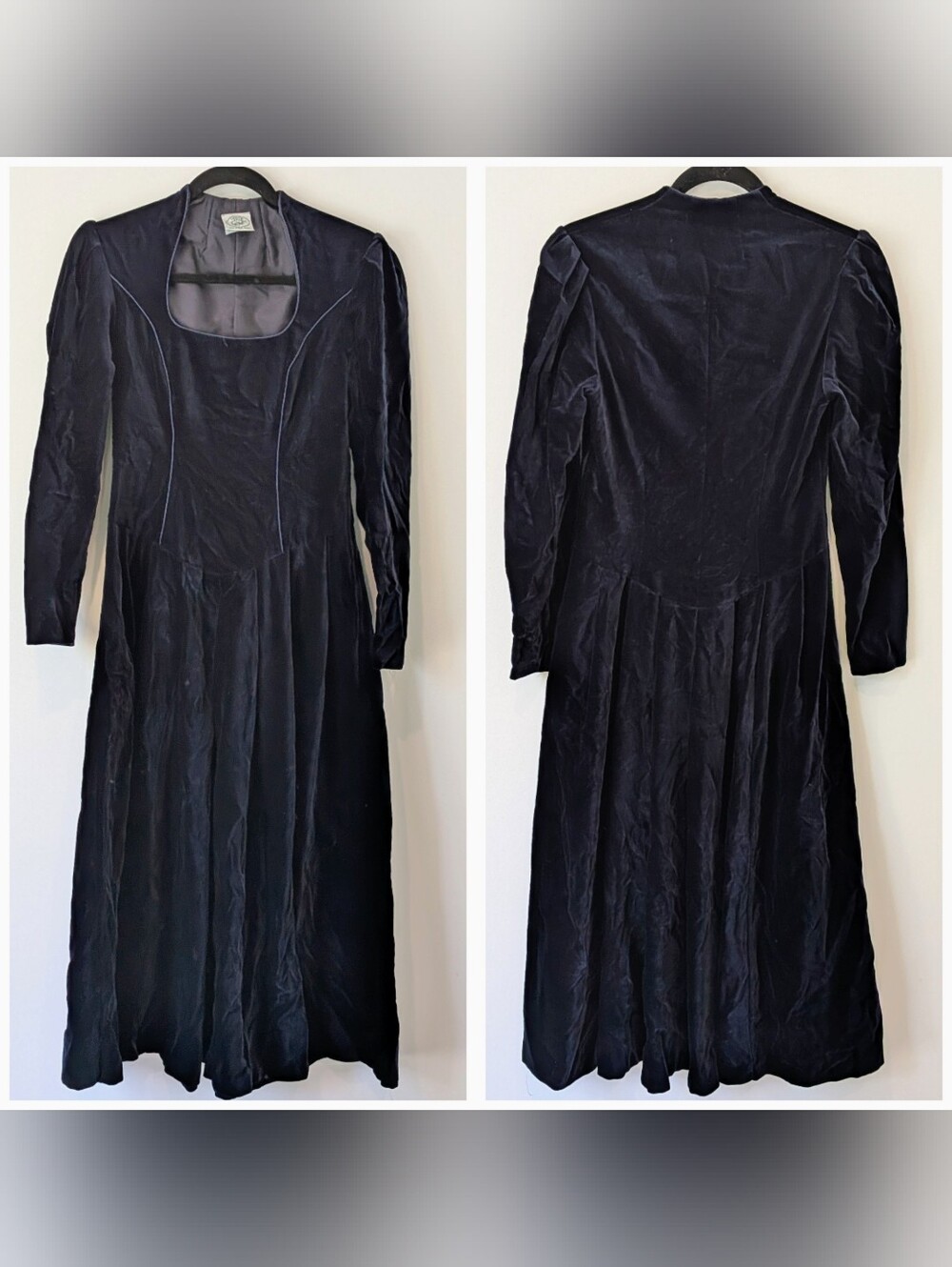 Vintage Laura Ashley Made In Great Britain Velvet Maxi Dress 6 Corset Victorian